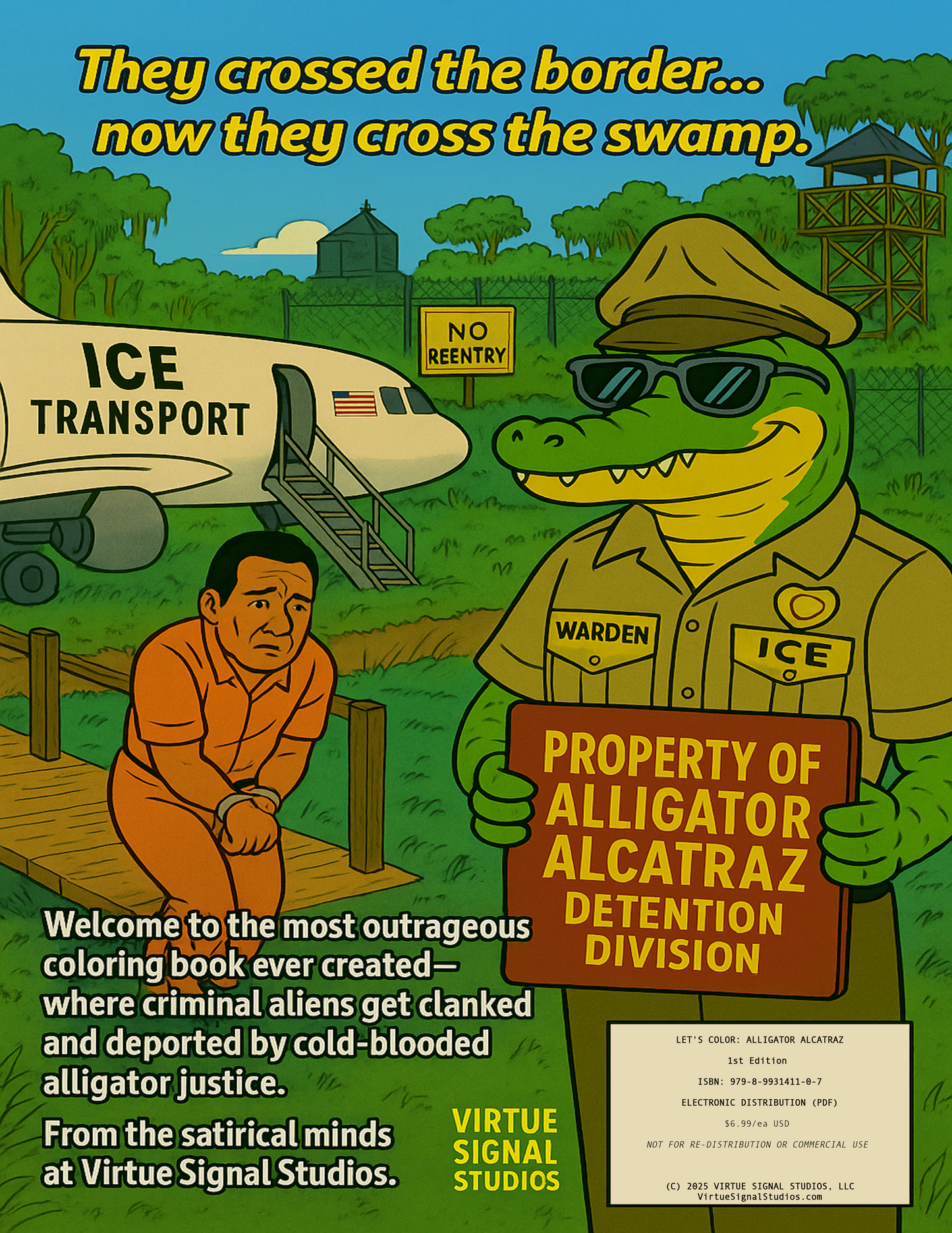 Let's Color™: Alligator Alcatraz (eBook Immediate Download PDF)